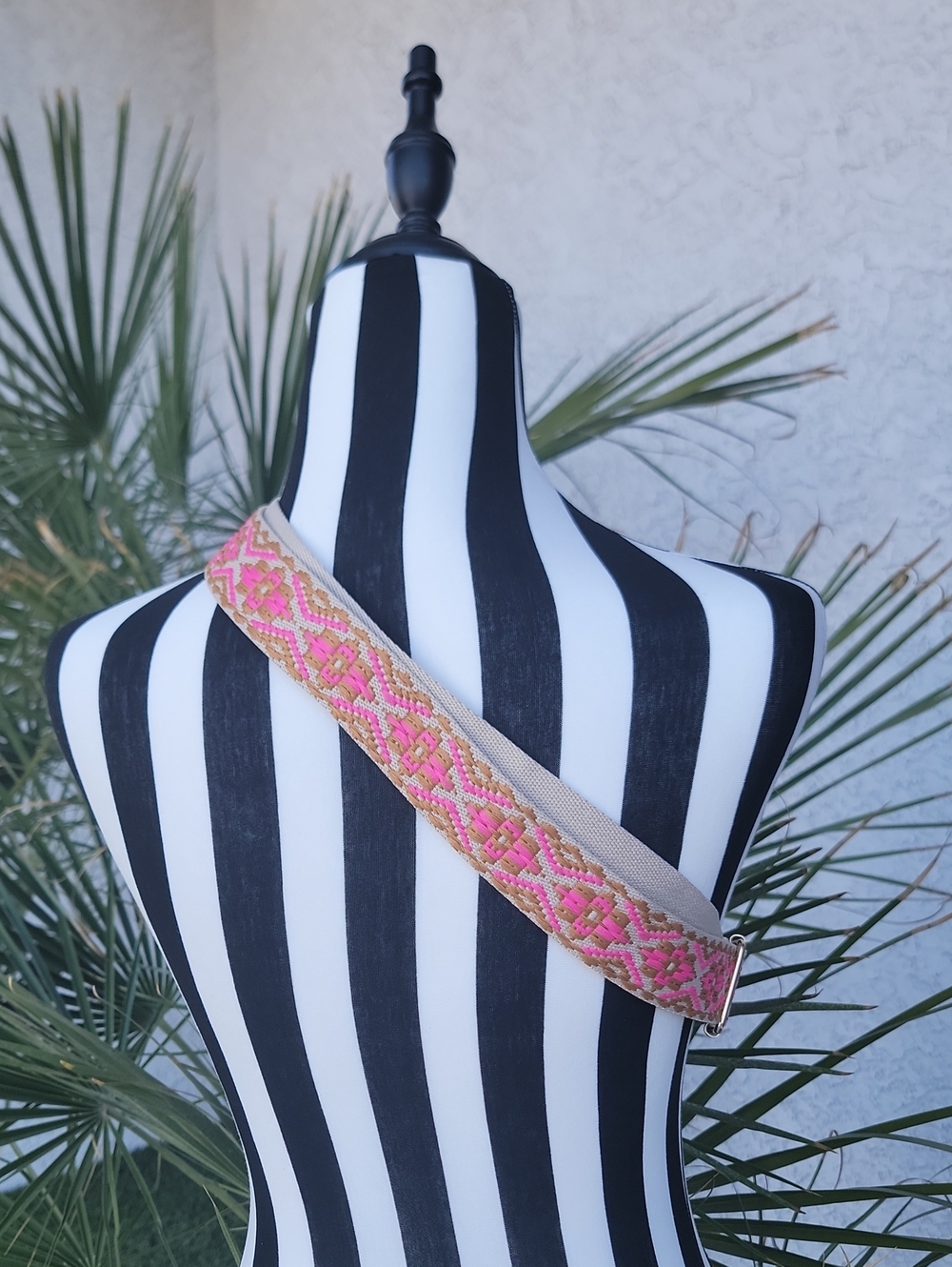 Fuchsia Vegan Leather cross body Sling Bag with Guitar Strap - Picture 3 of 9
